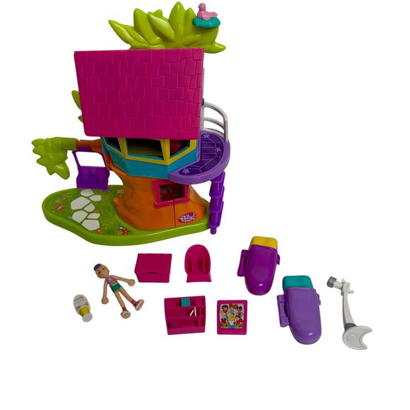 Vintage Polly Pocket Magnetic Treehouse Set & Accessories - Picture 1 of 6